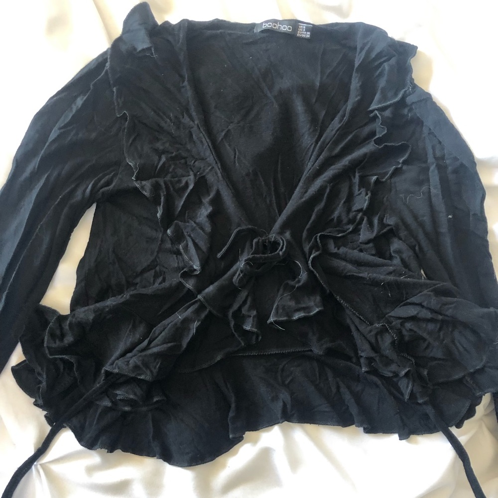 Black ruffle blouse from boohoo